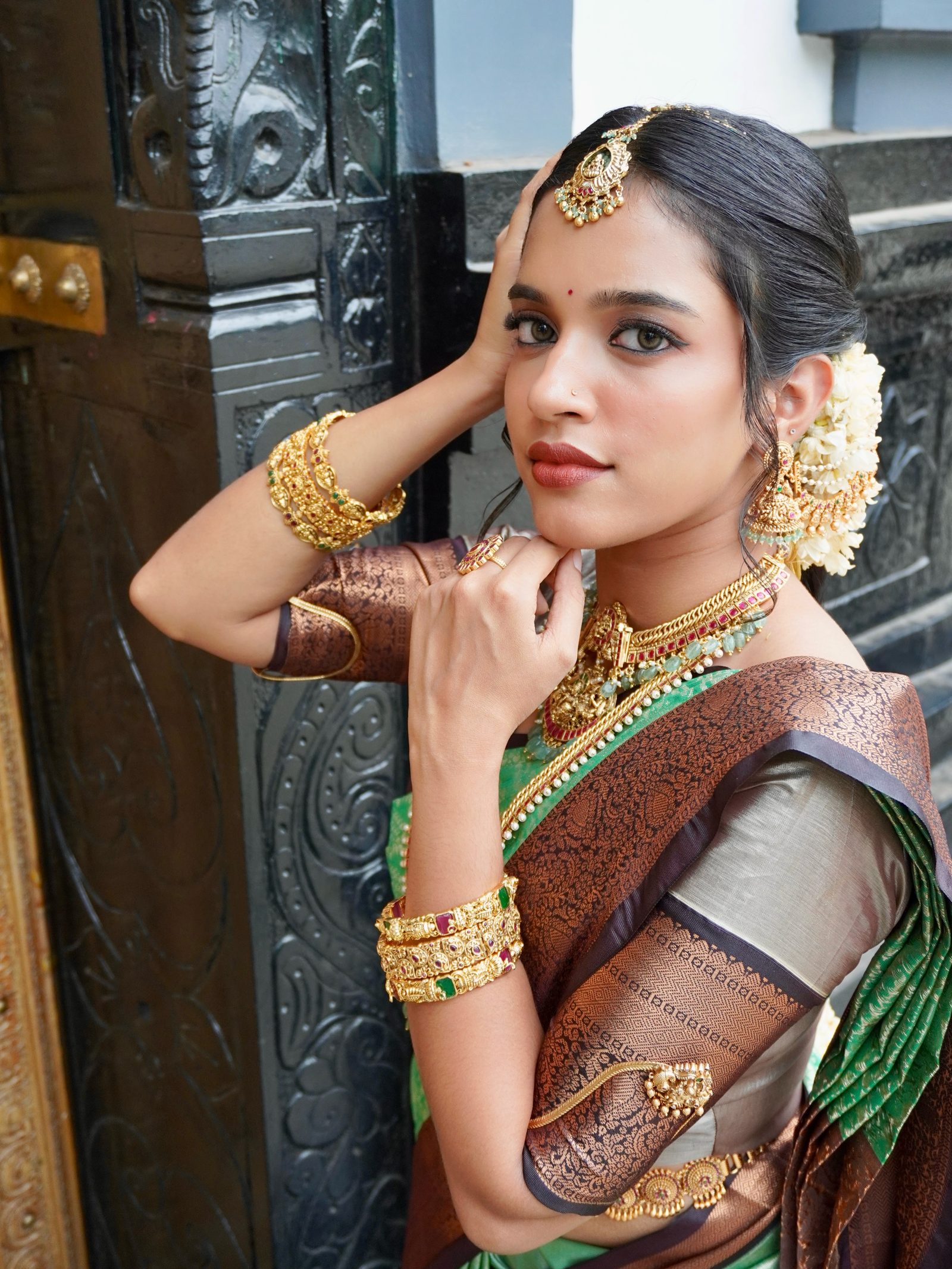 Aiswarya in a side-profile portrait